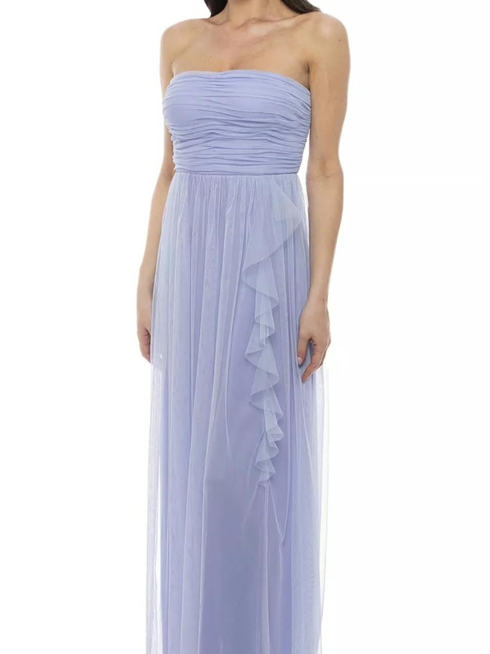 Lavender Chiffon Ruffle Evening Gown